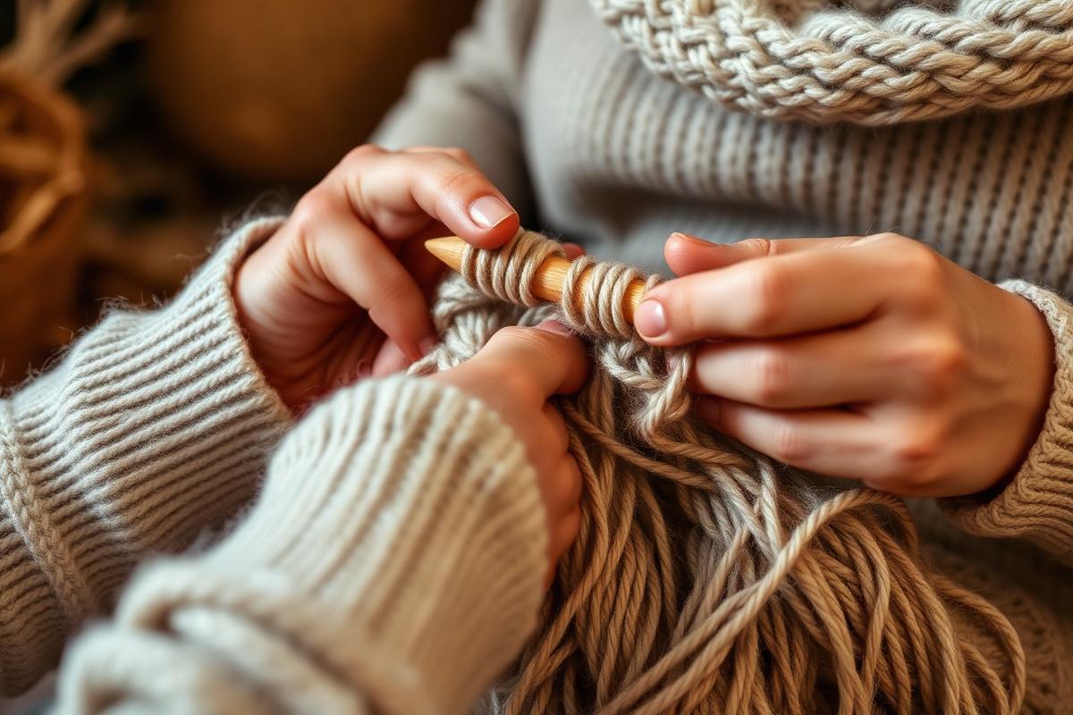 Albion Knitworks stüdyosundan doğal yün örgü detayı
